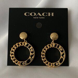 COACH Rivet Chain Drop Earrings in Gold